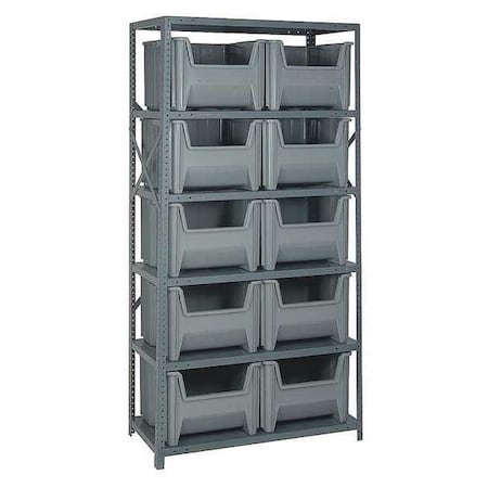 Quantum Storage Systems Steel Bin Shelving, 18 in D x 75 in H x 36 in W, 6 Shelves, Gray QSBU-800GY