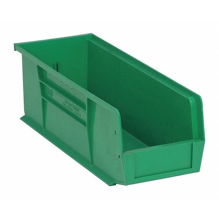 Quantum Storage Systems Hang & Stack Storage Bin, Polypropylene, Green, 5 in H, 5 1/2 in W, 14 3/4 in L QUS234GN