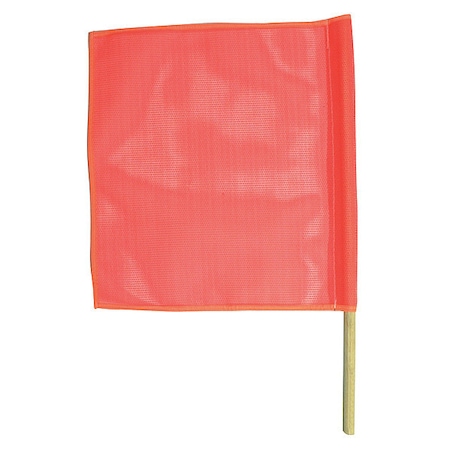 Zoro Select Handheld Warning Flag, Fluorescent Orange, Vinyl Mesh, 30 in Dowel SFKV18-30