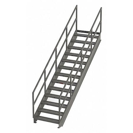 Zoro Select Stair Unit, 134 in Overall H, 13 Steps, Carbon Steel, 1,000 lb Load Capacity, Serrated Tread IS98-36