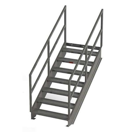 Zoro Select Stair Unit, 92 in Overall H, 7 Steps, Carbon Steel, 1,000 lb Load Capacity, Serrated Tread IS56-36