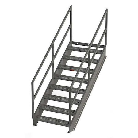 Zoro Select Stair Unit, 99 in Overall H, 8 Steps, Carbon Steel, 1,000 lb Load Capacity, Serrated Tread IS63-36