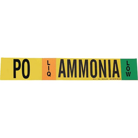 Brady Ammonia Pipe Marker, PO, 8In and Above 90480