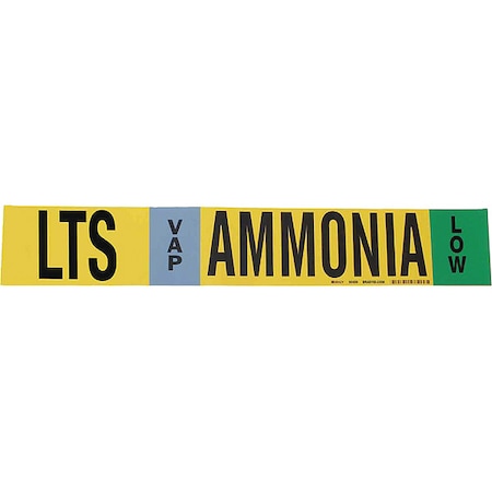 Brady Pipe Marker, Ammonia, 4 in H, 24 in W, 90456 90456