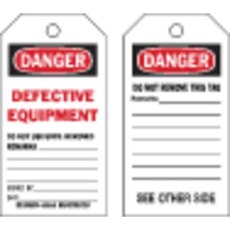 Brady Danger Tag, Lockout Tagout, Polyester, 5 3/4 in H x 3 in W, Black, Red, White, Rectangle, 10 PK 86550