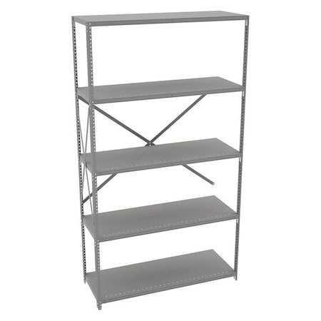 Tennsco Metal Shelving, 18"D x 48"W x 87"H, 5 Shelves, Carbon Steel QOH5-4818AB