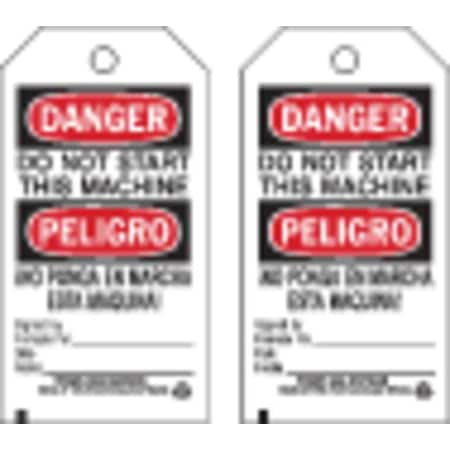 Brady Danger Bilingual Tag, Cleaning and Maintenance, Polyester, 5 3/4 in H x 3 in W, Black, Red, White 86525