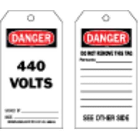 Brady Danger Tag, Electrical Hazard, Cardstock, 5 3/4 in H x 3 in W, Black, Red, White, Rectangle, 100 PK 86650