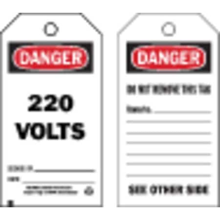 Brady Danger Tag, 5-3/4 x 3 In, Cardstock, PK100, 86649 86649