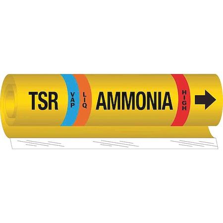 Brady Ammonia Pipe Marker, TSR, 2 to 8In 57998