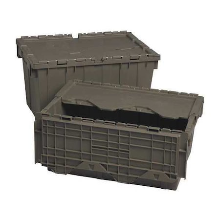 Quantum Storage Systems Attached Lid Container, 8.75 gal Volume Cap., 19 5/8 in L, 11 5/8 in W, 7 1/2 in H, Plastic, Gray QDC2012-7