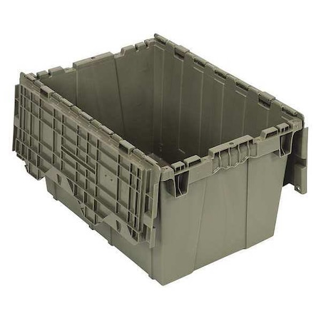 Quantum Storage Systems Attached Lid Container, 12.5 gal Volume Cap., 21 3/4 in L, 15 in W, 12 3/4 in H, Plastic, Gray QDC2115-12