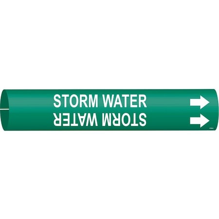 Brady Pipe Marker, Storm Water, Gn, 3/4to1-3/8 In 4134-A