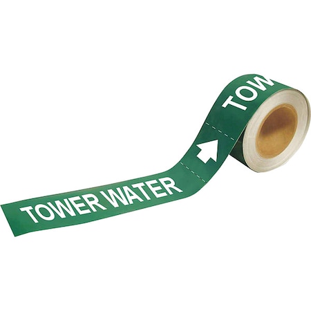 BRADY Pipe Marker, Tower Water, 2 In.H 73935