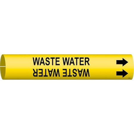 Brady Pipe Markr, Waste Water, Y, 2-1/2to3-7/8 In 4152-C