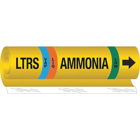 Brady Ammonia Pipe Marker, LTRS, 3/4 to 2-1/2In 57975