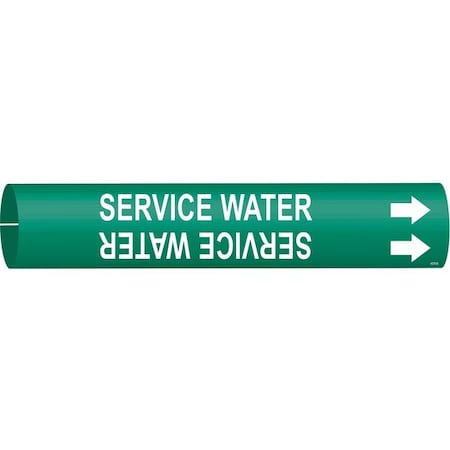 Brady Pipe Marker, Service Water, Grn, 4 to 6 In 4270-D