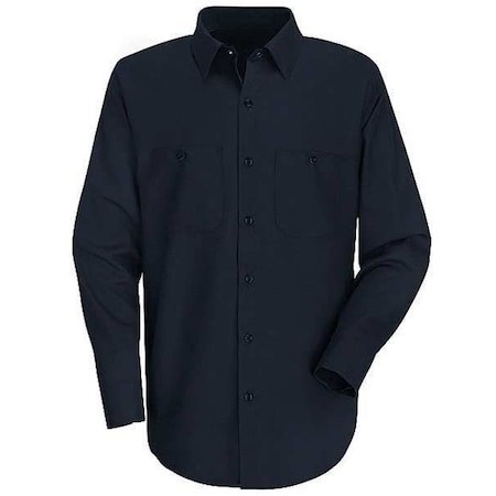 Vf Workwear Men's Long Sleeve Work Shirt, Cotton/Polyester, Button, Yes Pocket(s), Navy, L SP14NV LN L