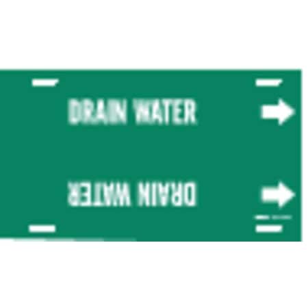 Brady Pipe Marker, Drain Water, Grn, 6 to7-7/8 In 4176-F