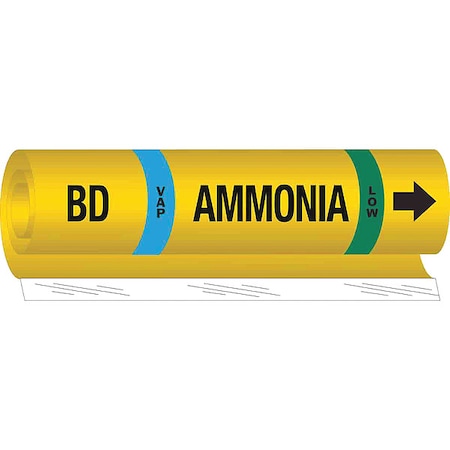 Brady Ammonia Pipe Marker, BD, 2 to 8In 57980