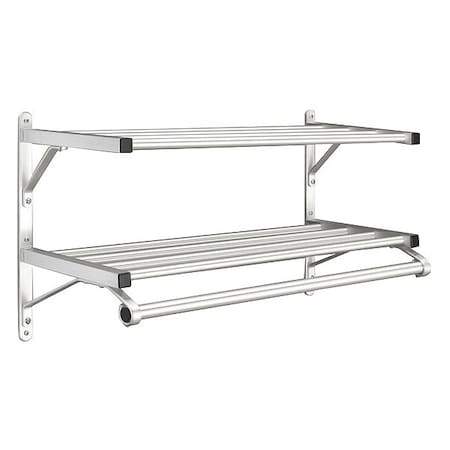 Glaro Coat Rack, 2 Shelves, 24 In W, Satin Alum 502-24SA