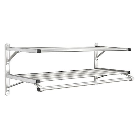 Glaro Coat Rack, 2 Shelves, 60 In W, Satin Alum 502-60SA