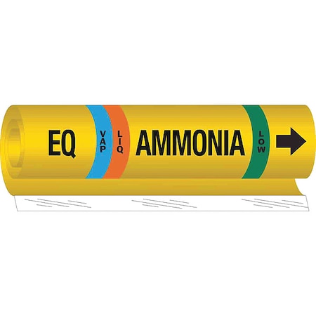 Brady Ammonia Pipe Marker, EQ, 2 to 8In 58017