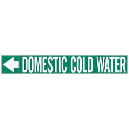 Brady Pipe Marker, Domestic Cold Water, 1 In.H 20425