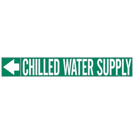 Brady Pipe Marker, Chilled Water Supply, 1 In.H 20409