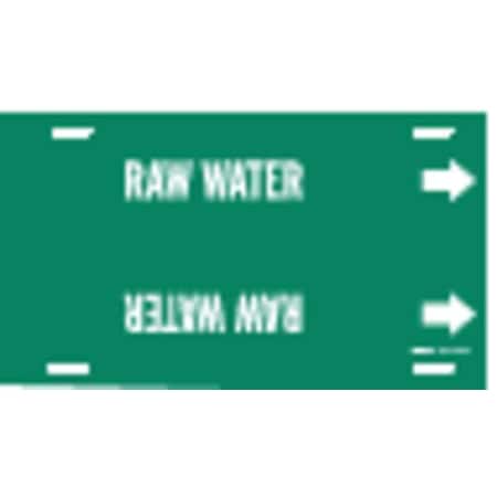Brady Pipe Marker, Raw Water, Grn, 8 to 9-7/8 In 4116-G