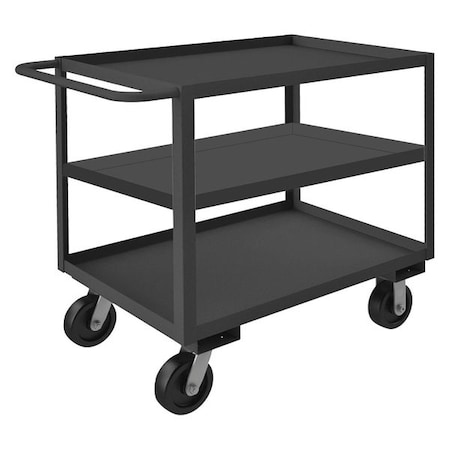 Zoro Select Utility Cart with Lipped Metal Shelves, Steel, 3,000 lb Load Capacity, 3 Shelves, 66 1/2 in L RSC-243648-3-3K-6PH-95