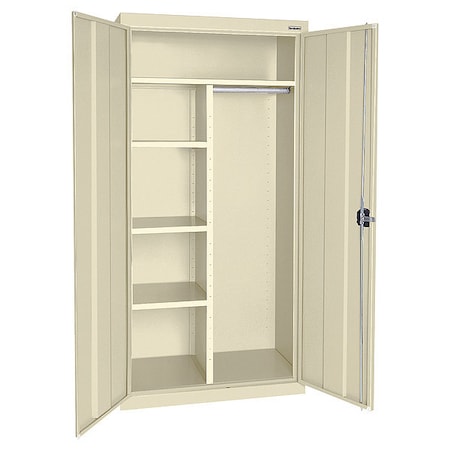 Sandusky Lee Combo Wardrobe Storage Cabinet, 72 in H, 46 in W, 24 in D, Recessed Pull, Keyed, Putty, 4 Shelves EACR462472-07