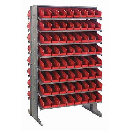 Double Sided Pick Rack Storage System Bin Dimensions: 4" H x 4 1/8" W x 11 5/8" D (qty. 128), Bin Color: Red