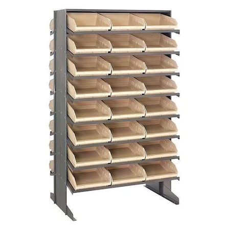 Quantum Storage Systems Steel Pick Rack, 24 in D x 60 in H x 36 in W, 16 Shelves, Ivory QPRD-109IV