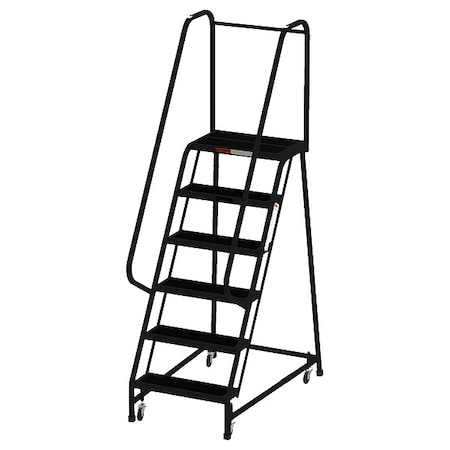 Ega 90 in H Steel Rolling Ladder, 6 Steps, 450 lb Load Capacity F009-BL
