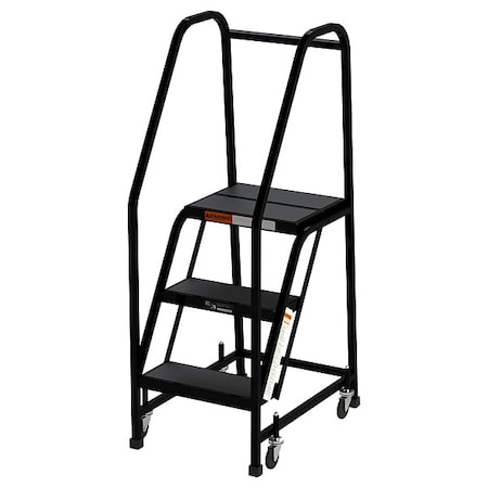 Ega 54 in H Steel Rolling Ladder, 3 Steps, 450 lb Load Capacity F005-BL