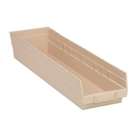 QUANTUM STORAGE SYSTEMS 50 lb Shelf Storage Bin, Polypropylene, 6 5/8 in W, 4 in H, Ivory, 23 5/8 in L QSB106IV