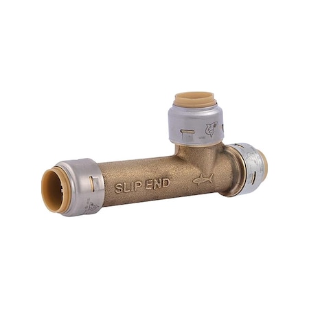 Sharkbite Tee, Brass, Push-Fit 7/8", 3/4", 3/4" UR3370