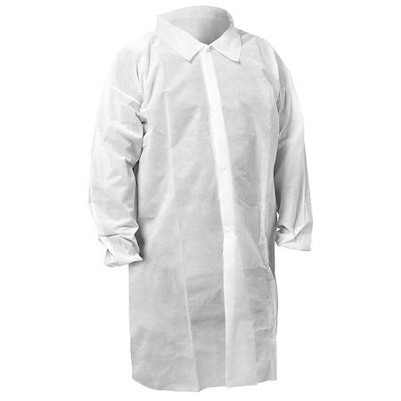 Kleenguard KleenGuard KGA10 Lab Coat, Spunbond, Snaps Closure, White, M, 50 PK KGA10