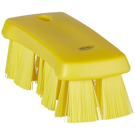 Remco 2 5/8 in W Scrub Brush, Stiff, 6 7/8 in L Handle, 6 7/8 in L Brush, Yellow, Polypropylene 38916