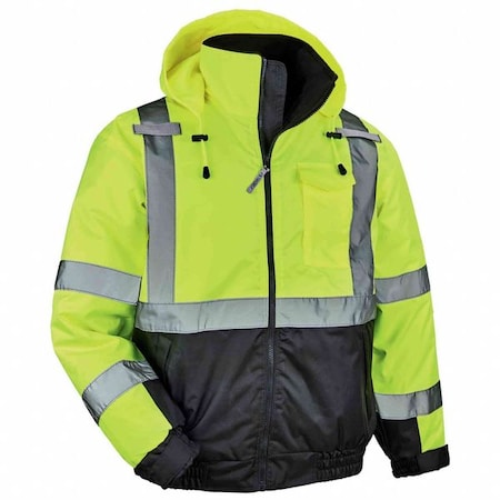 Ergodyne Bomber Jacket, Quilted, Lime, XL 8377-XL