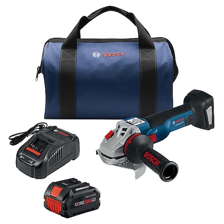 Bosch Angle Grinder Kit, 5 in Dia, 9,000 RPM GWS18V-10B14