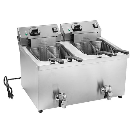 Vollrath Fryer, 15lb, 16"Hx23-1/4"W, SS, Electric CF4-3600DUAL
