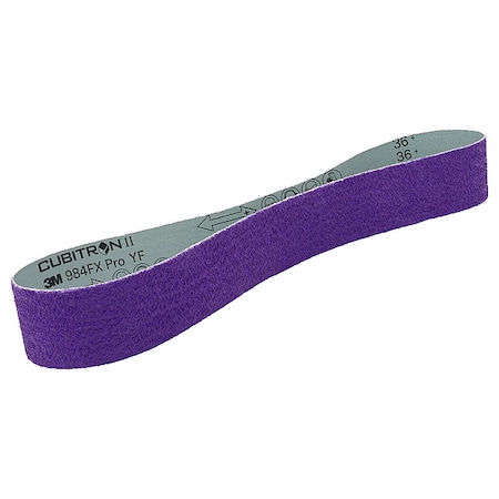 3M Cubitron Sanding Belt, Coated, Ceramic, 36 Grit, Coarse, 1184F, Purple 1184F