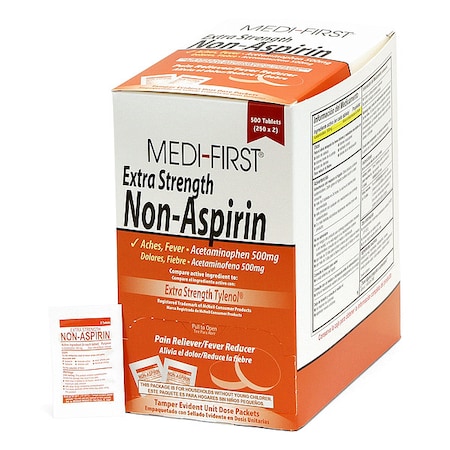 Medi-First Extra Strength Non-Aspirin, 500mg, PK500 (250 pks of 2) 80413