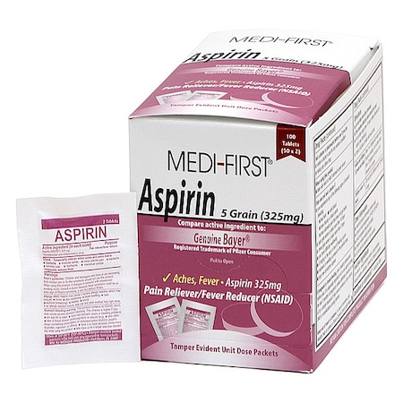 Medi-First Aspirin, Tablet, 325mg, PK100 80533