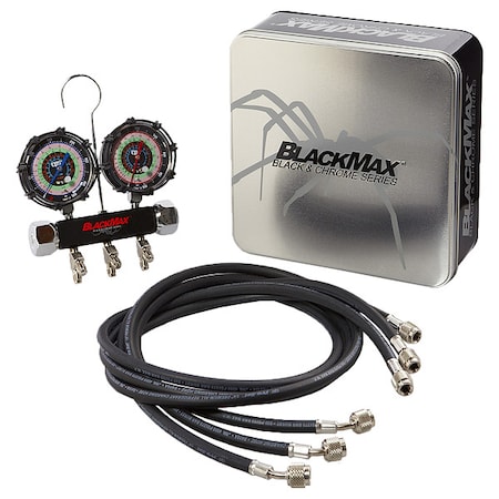 Blackmax Manifold Gauge Set, 5 ft L, 3 1/8 in Gauge MBH4P5Z