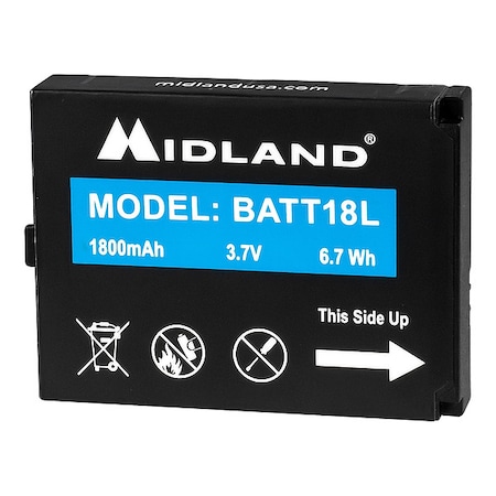 Midland Radio SKU#:807T25, MFR#:BATT18L, 1800mAh BATT18L
