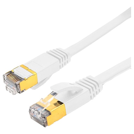 Triplett Patch Cable, Flat, PVC, RJ45, Booted, 10 GBps CAT7FL-1WH