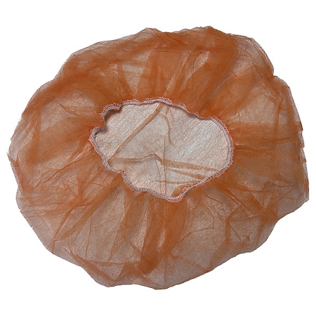 Condor Bouffant Cap, Polypropylene, 21 in Dia., Orange, 100 PK 819T01